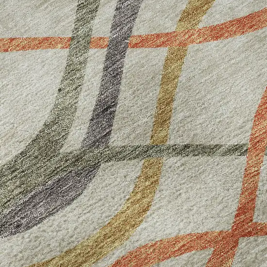 Orange Ivory And Gold Abstract Washable Area Rug With UV Protection Photo 9