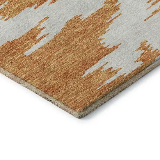 Orange Ivory And Gray Abstract Washable Area Rug With UV Protection Photo 8
