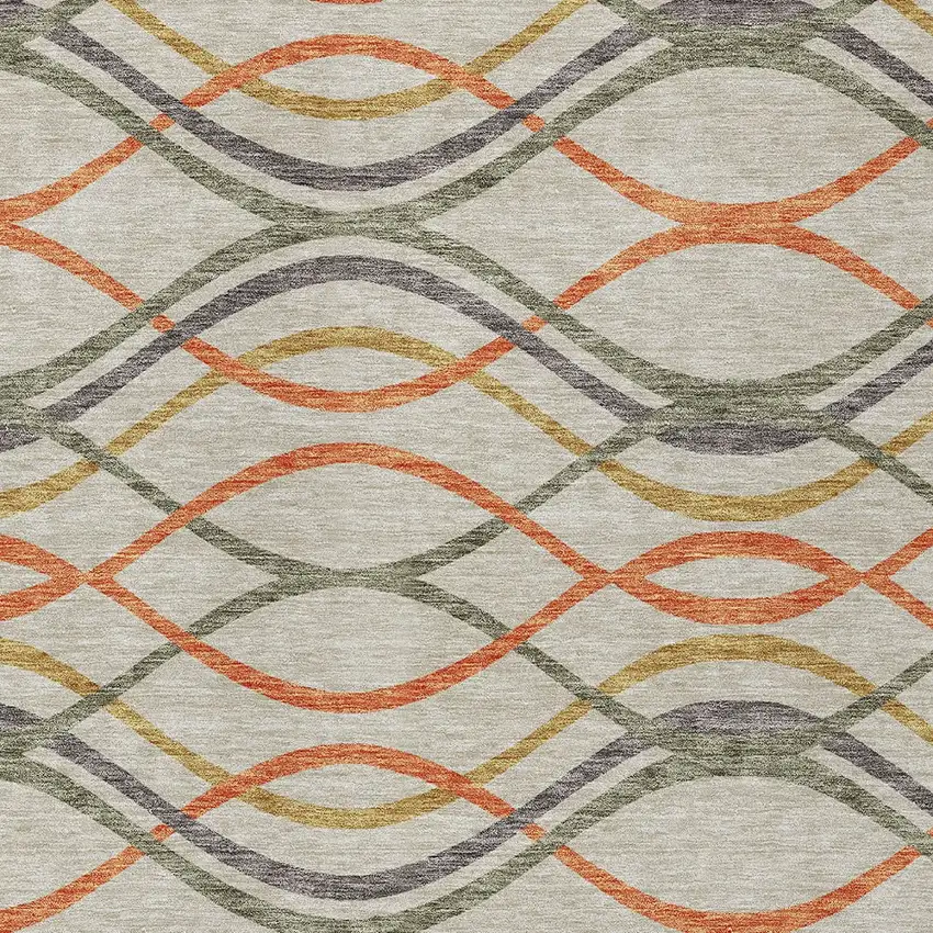 Orange Ivory And Gray Abstract Washable Indoor Outdoor Area Rug Photo 5