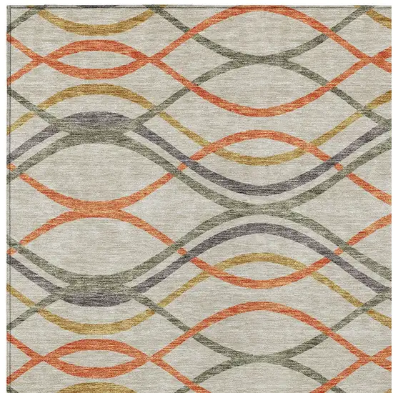Orange Ivory And Gray Abstract Washable Indoor Outdoor Area Rug Photo 5