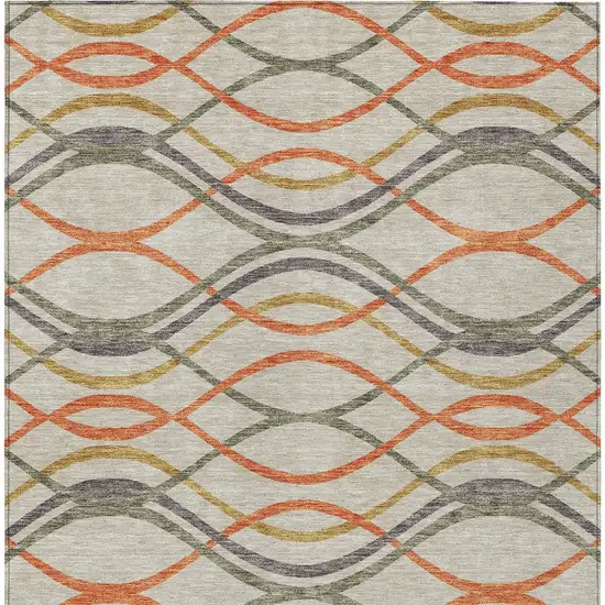 Orange Ivory And Gray Abstract Washable Indoor Outdoor Area Rug Photo 6