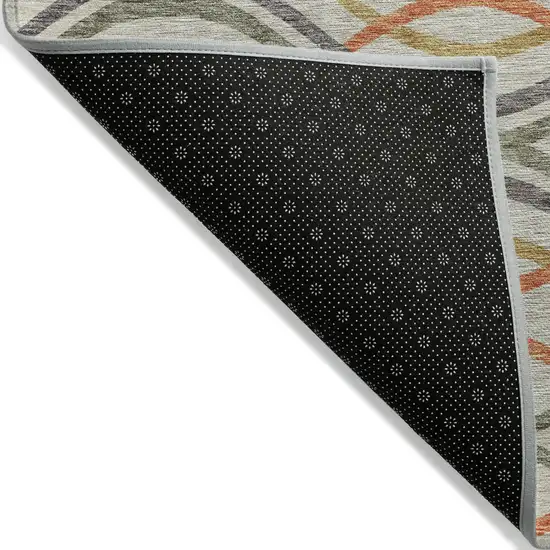 Orange Ivory And Gray Abstract Washable Indoor Outdoor Area Rug Photo 2