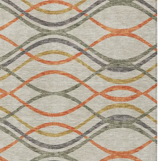 Orange Ivory And Gray Abstract Washable Indoor Outdoor Area Rug Photo 5