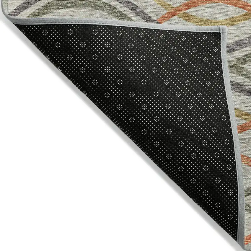 Orange Ivory And Gray Abstract Washable Indoor Outdoor Area Rug Photo 2