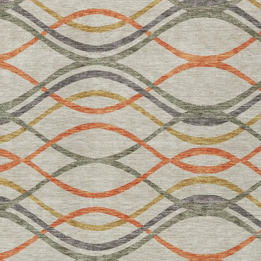 Orange Ivory And Gray Abstract Washable Indoor Outdoor Area Rug Photo 5