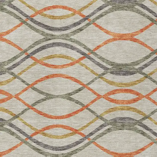 Orange Ivory And Gray Abstract Washable Indoor Outdoor Area Rug Photo 5