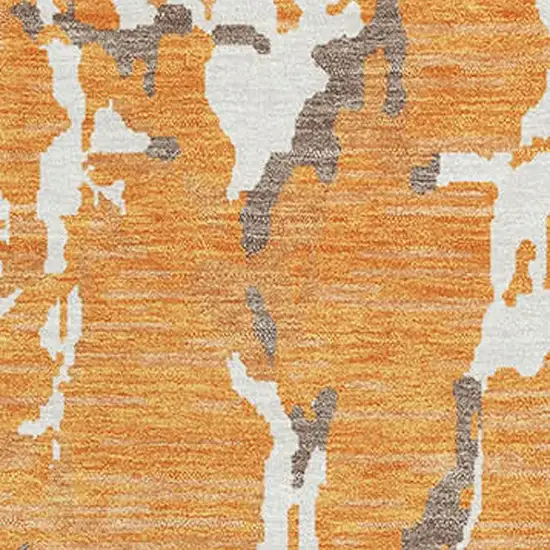 Orange Ivory And Gray Striped Washable Area Rug With UV Protection Photo 2