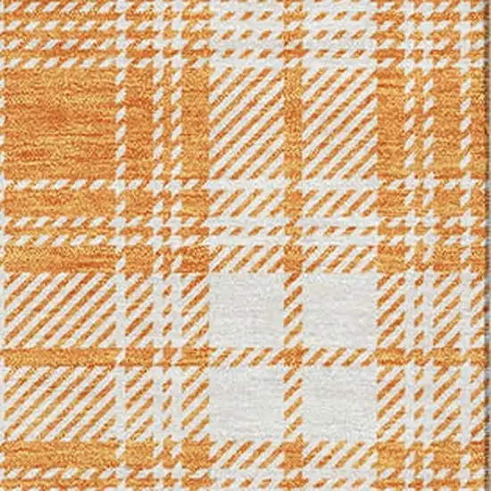 Orange Ivory And Navy Blue Plaid Washable Area Rug With UV Protection Photo 2