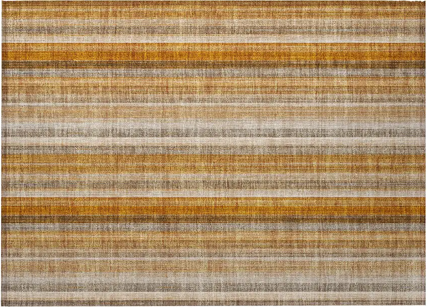 Orange Ivory and Gray Striped Washable Non Skid Indoor Outdoor Area Rug Photo 6