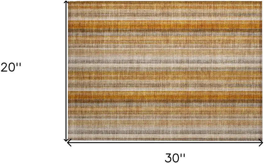 Orange Ivory and Gray Striped Washable Non Skid Indoor Outdoor Area Rug Photo 3