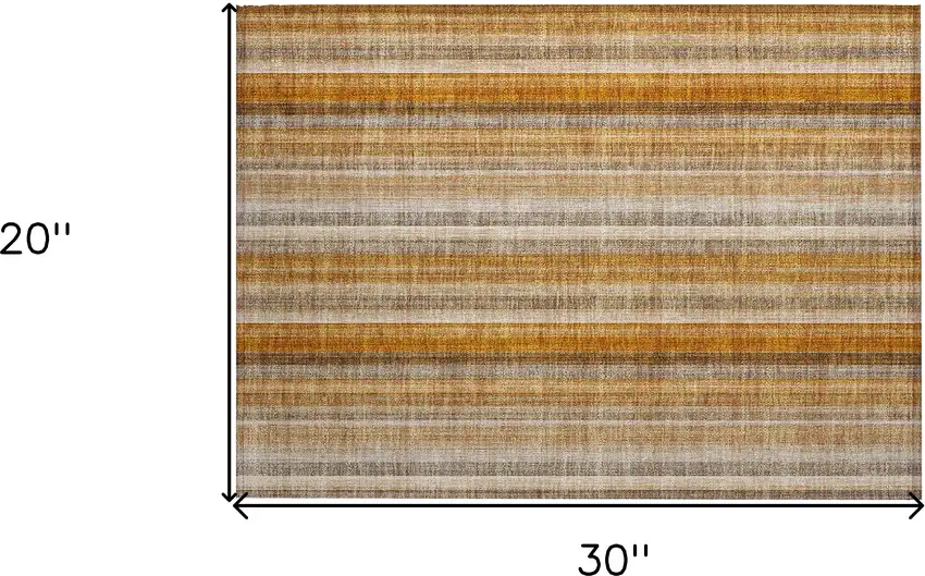 Orange Ivory and Gray Striped Washable Non Skid Indoor Outdoor Area Rug Photo 3
