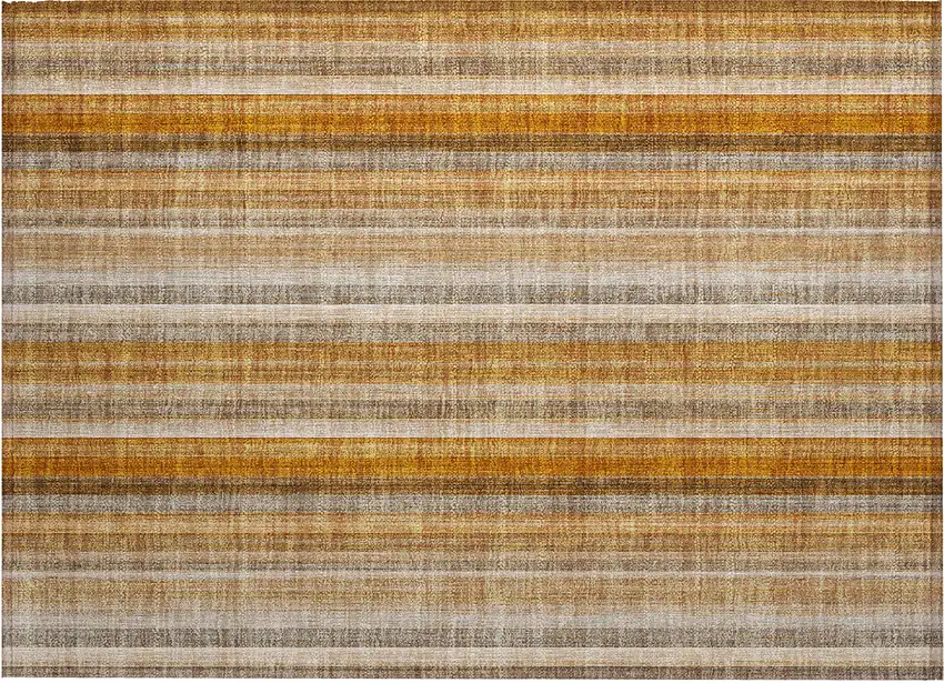 Orange Ivory and Gray Striped Washable Non Skid Indoor Outdoor Area Rug Photo 2