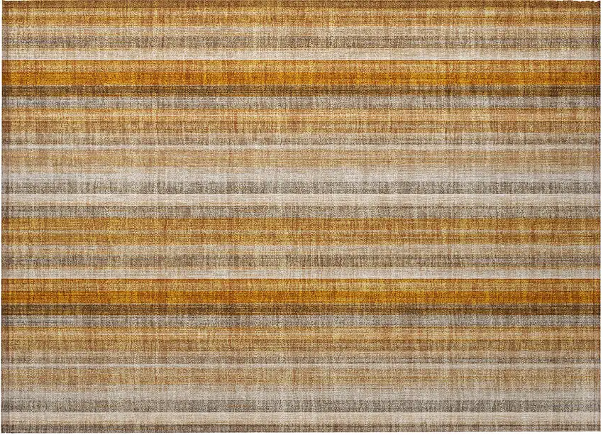 Orange Ivory and Gray Striped Washable Non Skid Indoor Outdoor Area Rug Photo 5