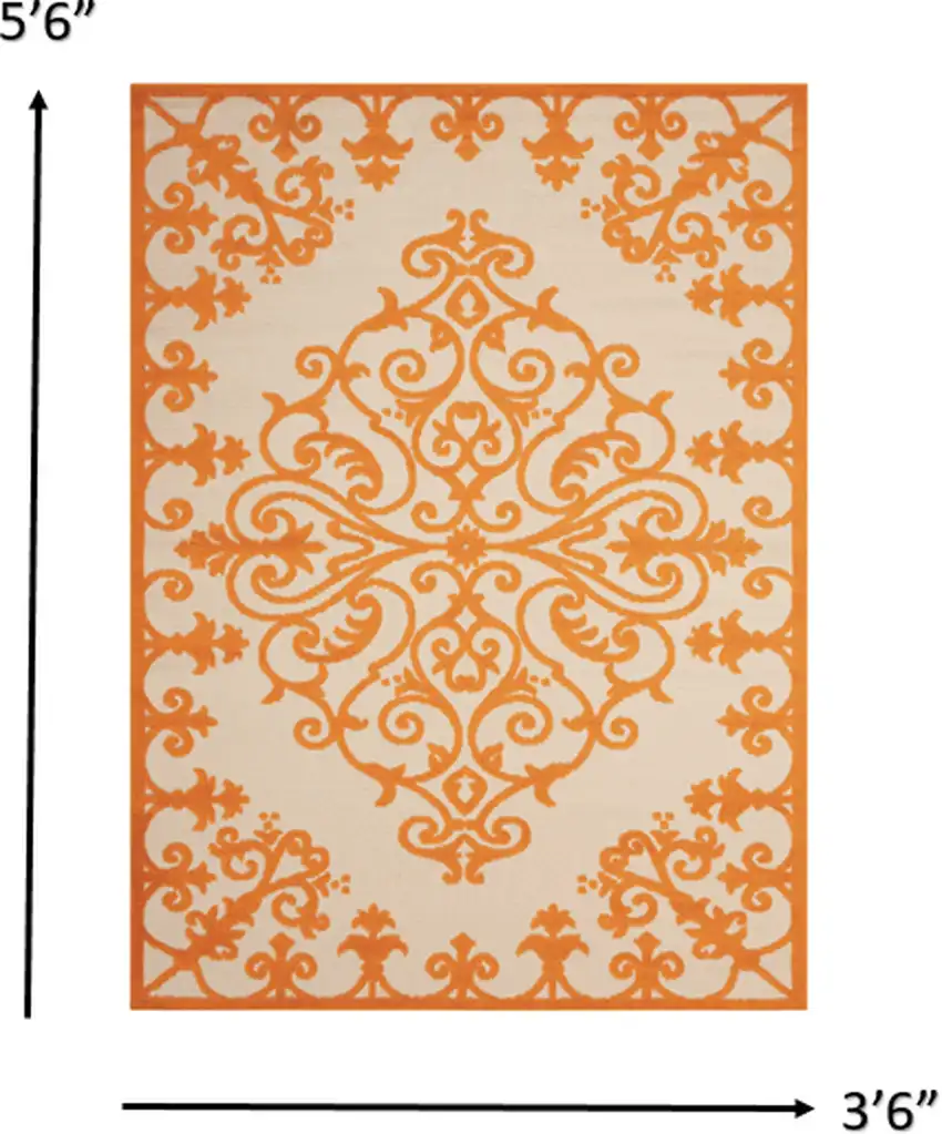 Orange Medallion Indoor Outdoor Area Rug Photo 3
