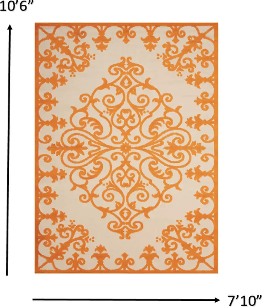 Orange Medallion Indoor Outdoor Area Rug Photo 3