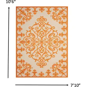 Photo of Orange Medallion Indoor Outdoor Area Rug