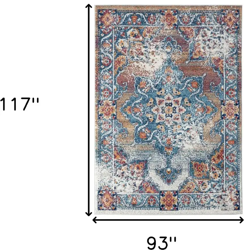 Orange Medallion Power Loom Area Rug Photo 6