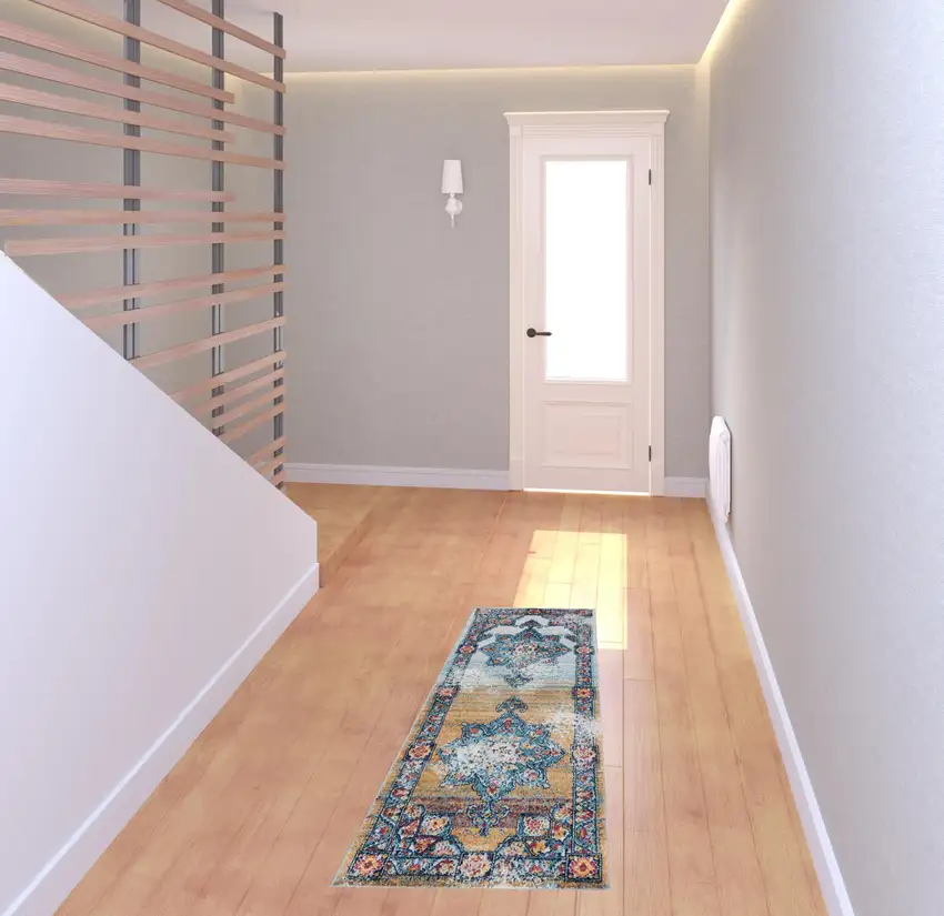 Orange Medallion Power Loom Runner Rug Photo 3