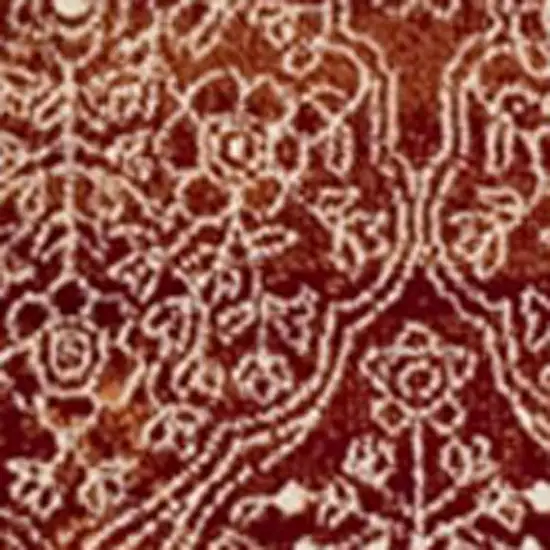 Orange Red And Ivory Medallion Area Rug Photo 4