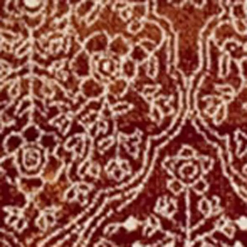 Orange Red And Ivory Medallion Area Rug Photo 4