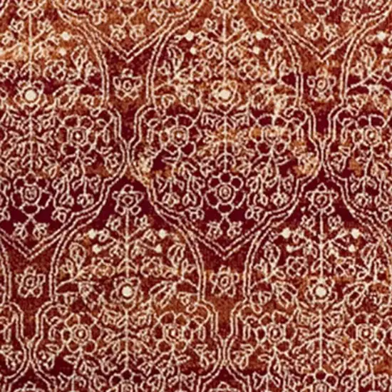 Orange Red And Ivory Medallion Area Rug Photo 6
