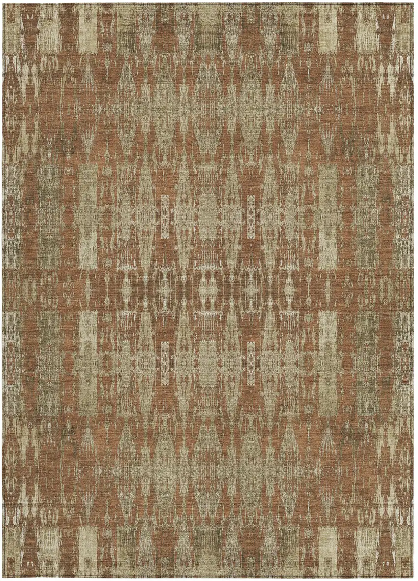 Orange Moroccan Washable Non Skid Indoor Outdoor Area Rug Photo 6