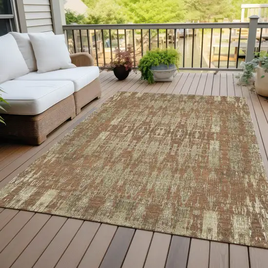 Orange Taupe And Beige Moroccan Washable Indoor Outdoor Area Rug Photo 9