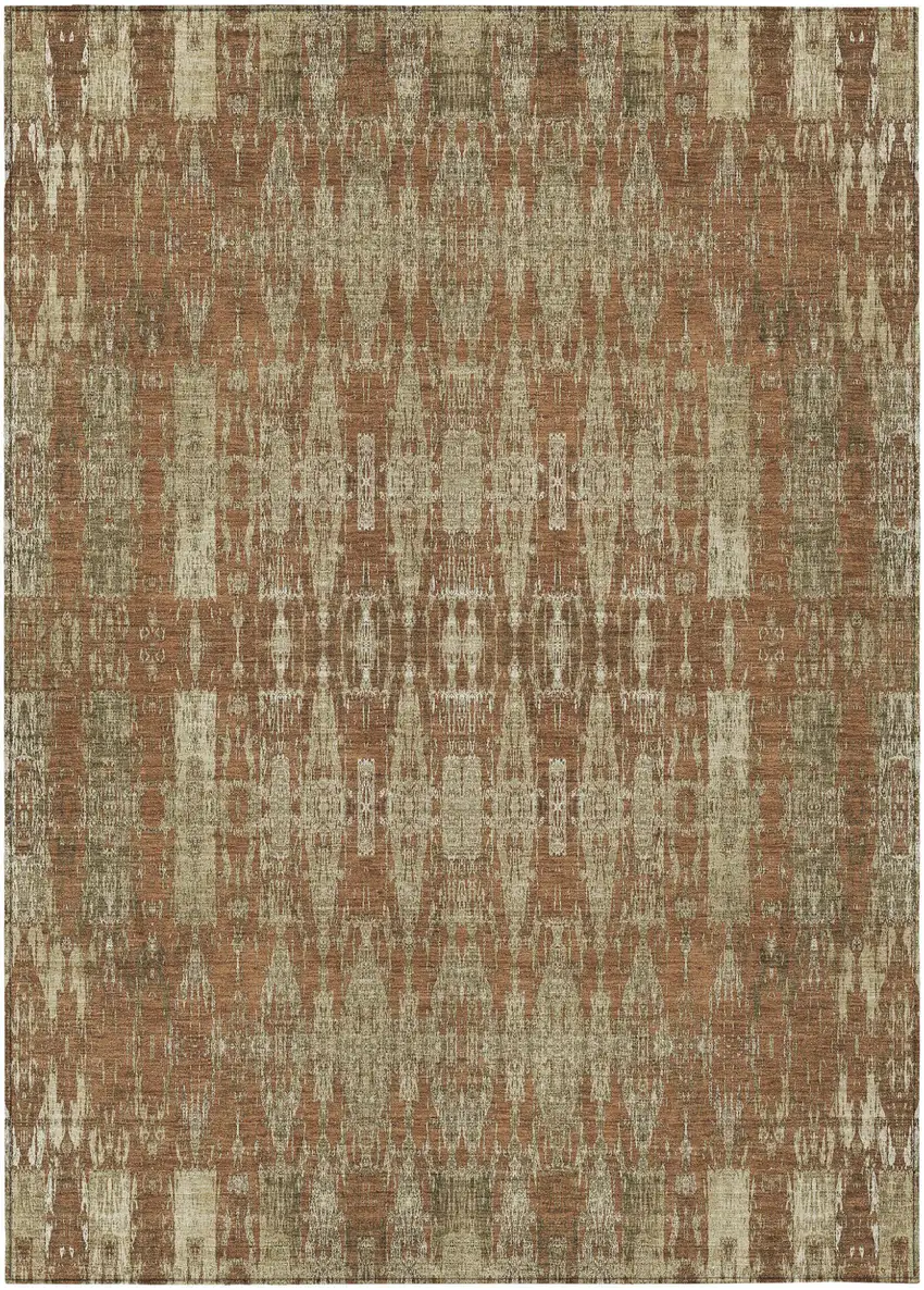 Orange Moroccan Washable Non Skid Indoor Outdoor Area Rug Photo 2