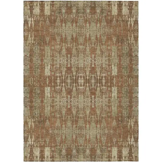 Orange Taupe And Beige Moroccan Washable Indoor Outdoor Area Rug Photo 2