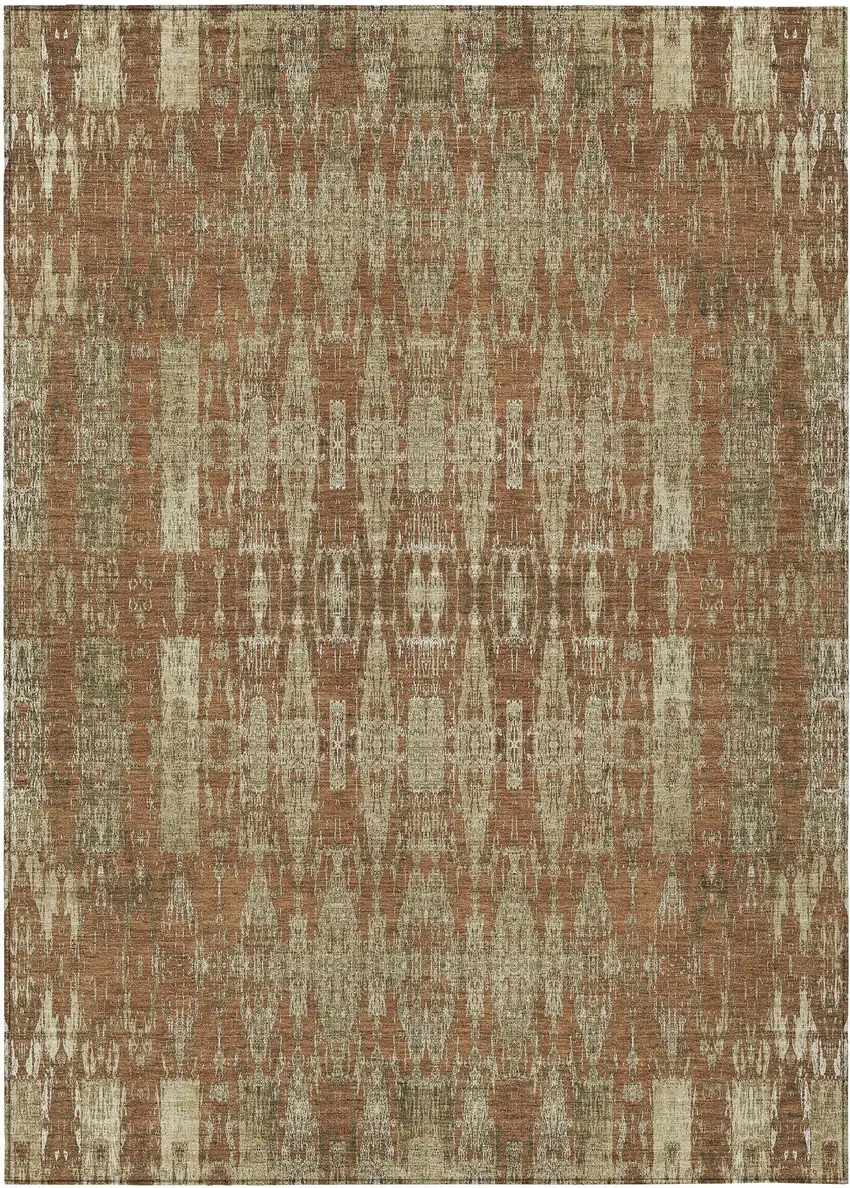 Orange Taupe And Beige Moroccan Washable Indoor Outdoor Area Rug Photo 2