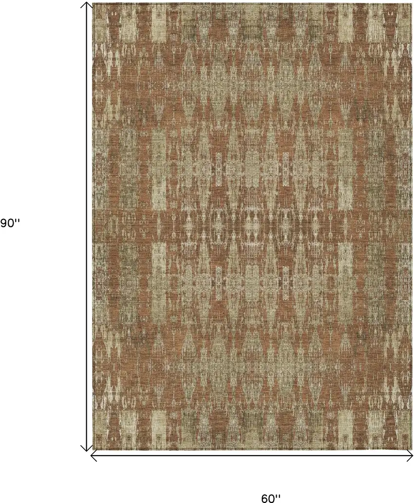 Orange Moroccan Washable Non Skid Indoor Outdoor Area Rug Photo 3