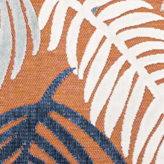 Orange Navy Blue And Ivory Floral Indoor Outdoor Area Rug Photo 2