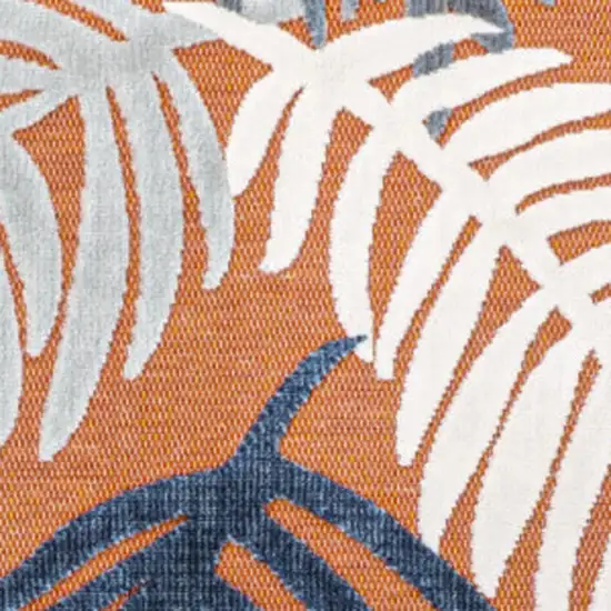Orange Navy Blue And Ivory Floral Indoor Outdoor Area Rug Photo 2