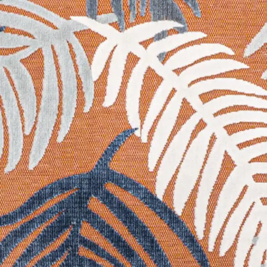 Orange Navy Blue And Ivory Floral Indoor Outdoor Area Rug Photo 3