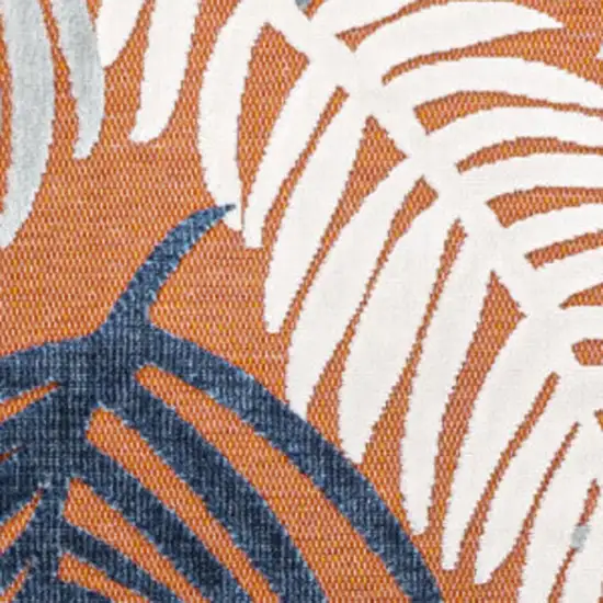 Orange Navy Blue And Ivory Floral Indoor Outdoor Area Rug Photo 2