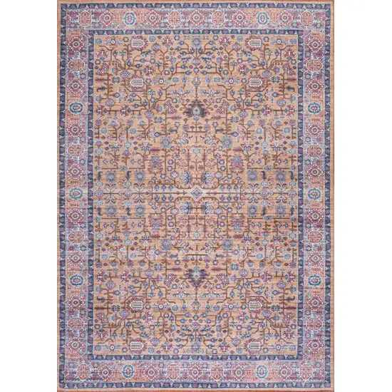 Orange Navy Blue And Ivory Medallion Washable Area Rug Photo 2