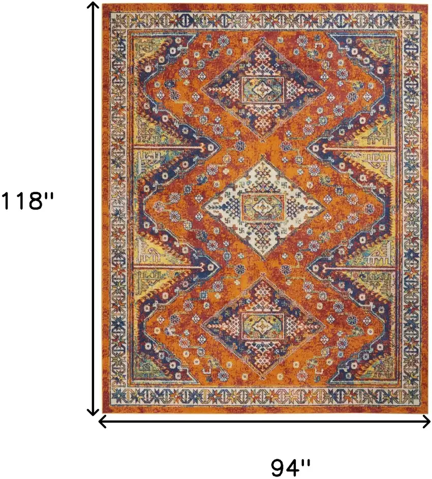 Orange Oriental Power Loom Area Rug Photo 3