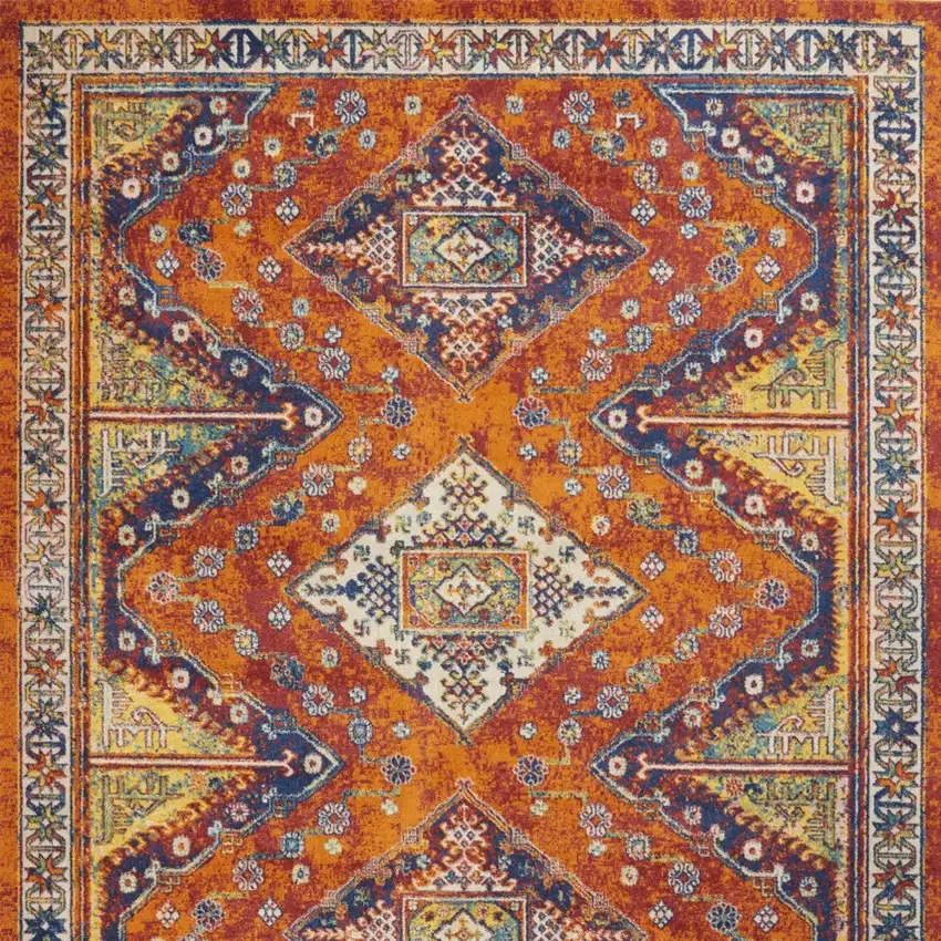 Orange Oriental Power Loom Area Rug Photo 9