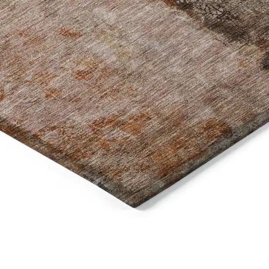 Orange Peach And Brown Abstract Washable Indoor Outdoor Area Rug Photo 5