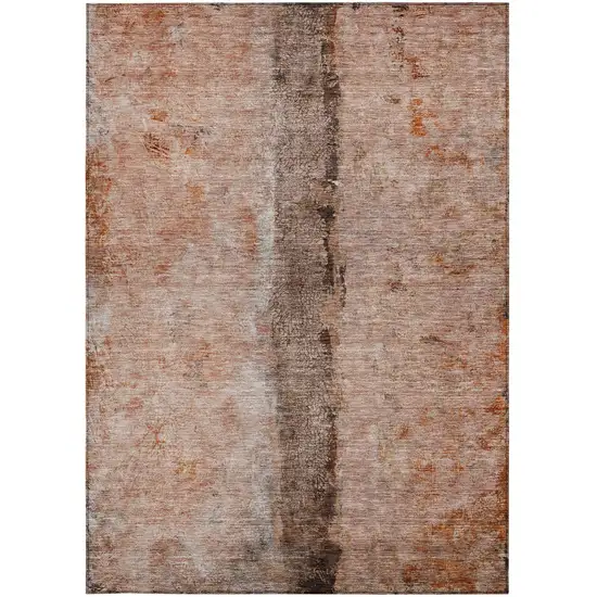 Orange Peach And Brown Abstract Washable Indoor Outdoor Area Rug Photo 6