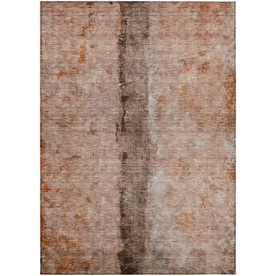Orange Peach And Brown Abstract Washable Indoor Outdoor Area Rug Photo 2