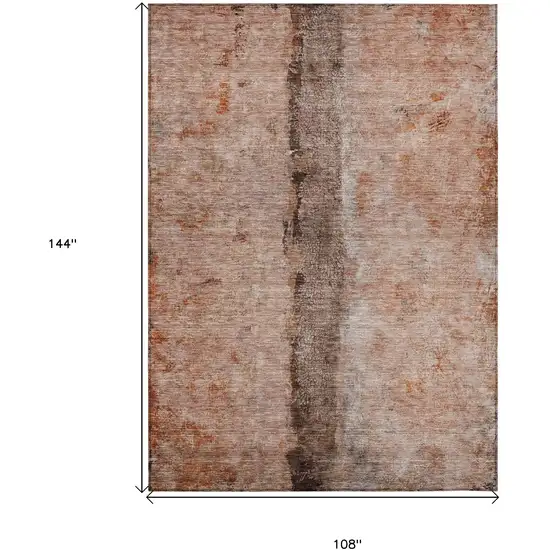 Orange Peach And Brown Abstract Washable Indoor Outdoor Area Rug Photo 3