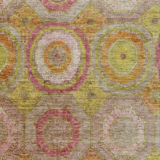 Orange Pink And Gold Geometric Washable Indoor Outdoor Area Rug Photo 3