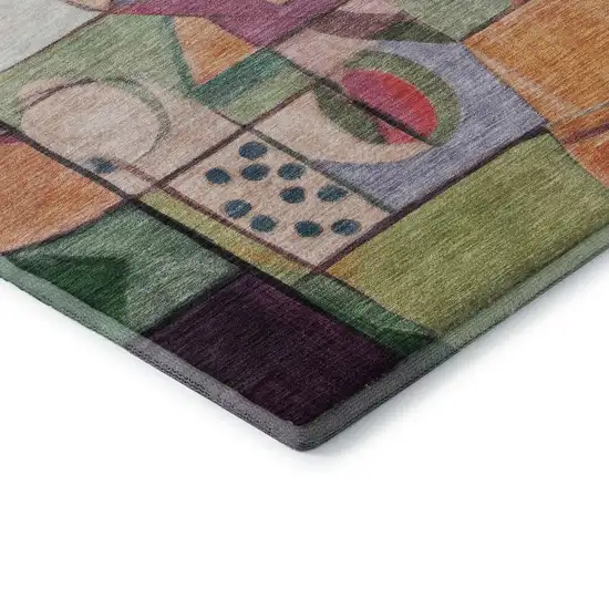 Orange Pink And Ivory Abstract Washable Area Rug With UV Protection Photo 7