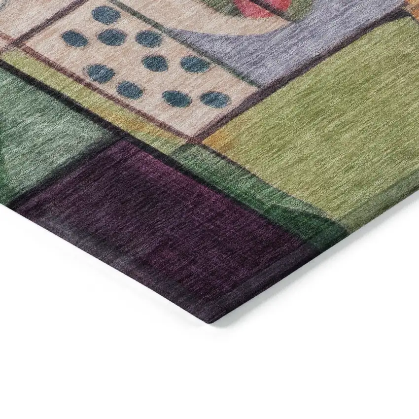 Orange Pink Green And Purple Abstract Washable Indoor Outdoor Area Rug Photo 9