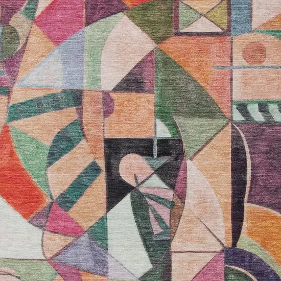 Orange Pink Green And Purple Abstract Washable Indoor Outdoor Area Rug Photo 4