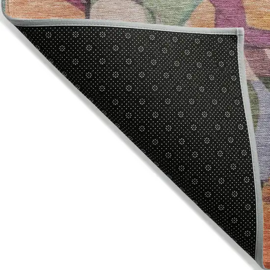 Orange Pink Green And Purple Abstract Washable Indoor Outdoor Area Rug Photo 9