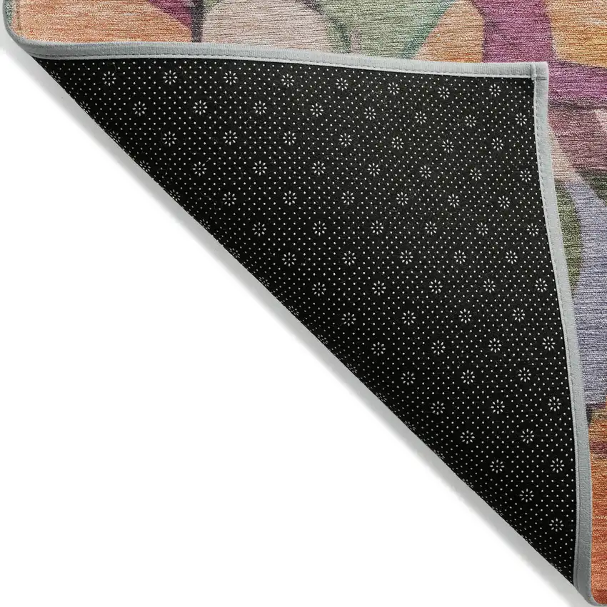 Orange Pink Green And Purple Abstract Washable Indoor Outdoor Area Rug Photo 9