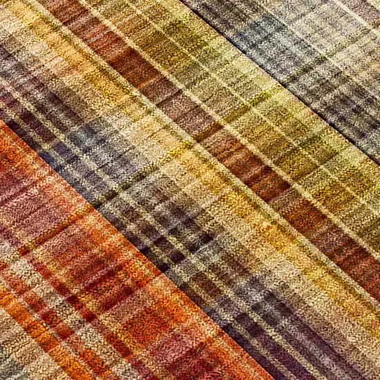 Yellow Orange and Brown Plaid Washable Non Skid Indoor Outdoor Area Rug Photo 6