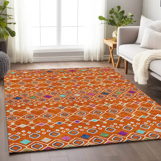 Orange Purple And Blue Southwestern Washable Area Rug With UV Protection Photo 4